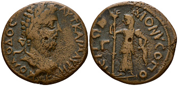 Римская Империя, Провинция Нижняя Мезия, Дионисополь AE 184 - 190 Коммод, бюст императора / Деметра с факелом (Very rare!) RPC online IV.1 9498 бронза 1100-8-32