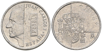 Испания 1 песета 1998 M, Хуан Карлос I (1975-2014) KM 832 алюминий 4602-1214