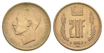 Люксембург 20 франков 1983 Герцог Жан (1964-1999) KM 58 алюминиевая бронза UNC 4641-1121