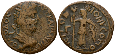 Римская Империя, Провинция Нижняя Мезия, Дионисополь AE 184 - 190 Коммод, бюст императора / Деметра с факелом (Very rare!) RPC online IV.1 9498 бронза 1100-8-32