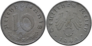Германия 10 рейхспфеннигов 1944 E KM 101, J.371 цинк 4151-327