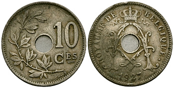 Бельгия 10 сантимов 1927 Belgique KM 85 медно-никель 4172-1031