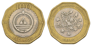 Кабо-Верде 100 эскудо 1994 Растения - aeonium gorgoneum KM 38a биметалл 4641-1236