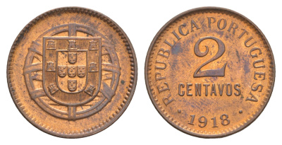 Португалия 2 сентаво 1918 KM 568 бронза UNC 4654-916