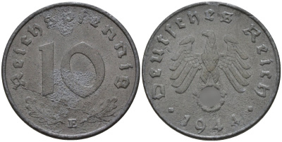 Германия 10 рейхспфеннигов 1944 E KM 101, J.371 цинк 4151-327