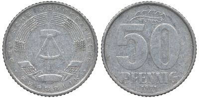 ГДР 50 пфеннигов 1971 A KM 12.2 алюминий 62-644