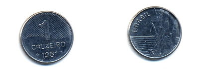 Бразилия 1 крузейро 1981 сахарный тростник KM 590 нержавеющая сталь aUNC 76-923