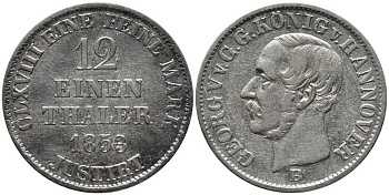 Ганновер 1/12 талера 1853 В, Георг V (1851-1866) KM 219 серебро 00-00