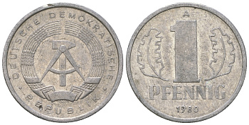 ГДР 1 пфенниг 1980 A KM 8.1 алюминий 4651-1258