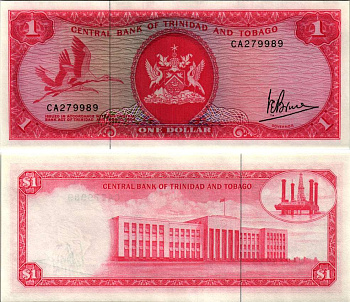 Тринидад и Тобаго 1 доллар 1977 подпись V. E. Bruce Pick 30 а бумага UNC (пресс) 8604-8-4-1