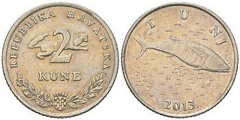 Хорватия 2 куна 2013 тунец KM 10 медь цинк никель UNC 4571-452