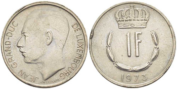 ЛЮКСЕМБУРГ 1 ФРАНК 1973 ЖУАН (1964-2000) KM 55 медно-никель 3334-753
