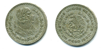 Мексика 1 песо 1960 Хосе Мария Морелос KM 459 серебро 37-625