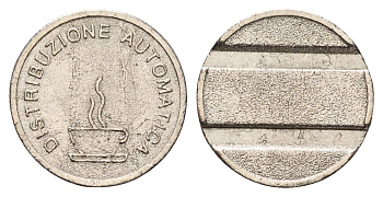 Италия жетон для выдачи напитков (Distribuzione Automatica) - кофе диаметр 22 мм, вес 4,3 гр никель 4670-552
