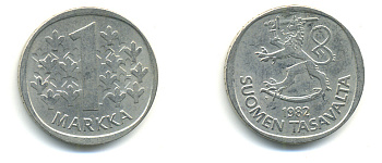 ФИНЛЯНДИЯ 1 МАРКА 1982 К KM 49а медно-никель 176-426