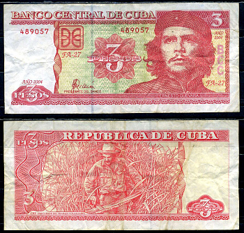 Куба 3 песо 2004 Че Гевара, Че Гевара рубит сахарный тростник Pick 127 a бумага 6294-22-3-1