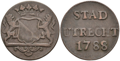 Утрехт (Utrecht), Нидерланды 1 дуит 1788 KM 91 медь 4577-251