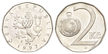 Чехия 2 кроны 1997 KM 9 сталь плакированная никелем UNC 4627-1236
