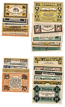 Штольценау (Пруссия, Ганновер) полный набор из 12 нотгельдов (25, 50 и 75 пфеннигов) 1921 Mehl Grabowski 1276.1 и 2 бумага UNC (пресс) 7556-58-4-2