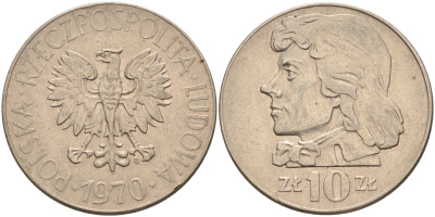 Польша 10 злотых 1970 MW, Тадеуш Костюшко (1746-1817) KM 50а медно-никель    4148-1256