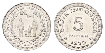 Индонезия 5 рупий 1979 ФАО - Планирование семьи KM 43 алюминий UNC 4675-557
