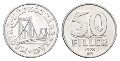 Венгрия 50 филлеров 1978 BP мост Елизаветы в Будапеште KM 574 алюминий UNC 4665-123