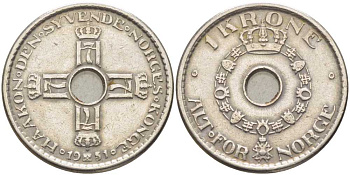 Норвегия 1 крона 1951 Хокон VII (1905-1957) KM 397.1 медно-никель 119-954