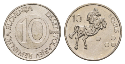 Словения 10 толаров 2000  KM 41 медно-никель  UNC  4660-144
