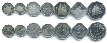 ИРАК ЛОТ ИЗ 7 МОНЕТ 1982 (5, 10, 25, 50, 250, 500 ФИЛС, 1 ДИНАР), ВАВИЛОН медно-никель PROOF 00-00