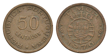 Португальский Тимор 50 сентаво 1970 KM 18 бронза 4630-1142