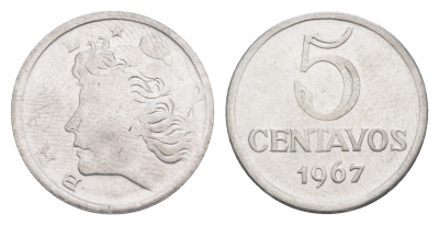 Бразилия 5 сентаво 1967 KM 577.1 нержавеющая сталь UNC 4644-414