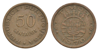 Португальский Тимор 50 сентаво 1970 KM 18 бронза 4630-1142