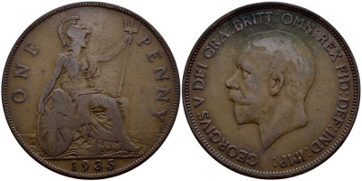 Великобритания 1 пенни 1934 Георг V (1910-1936) КМ 838, Spink 4055 бронза 4178-846