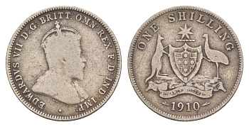 Австралия 1 шиллинг 1910 L, Эдуард VII (1901-1910) год-тип KM 20 серебро 4657-1142