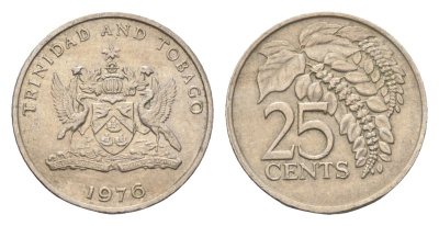 Тринидад и Тобаго 25 центов 1976 цветок дикая пуансеттия KM 28 медно-никель 4664-668