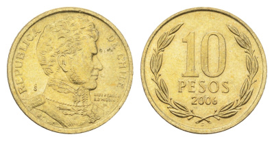 Чили 10 песо 2006 KM 228 никель латунь UNC 4664-437