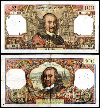 Франция 100 франков 1977 Pick 149 f бумага 7198-25-3-1