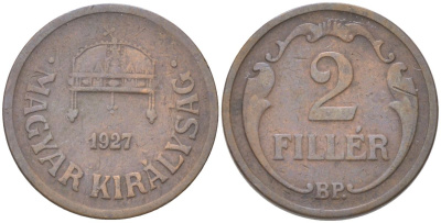 Венгрия 2 филлера 1927 BP KM 506 бронза 4611-1011