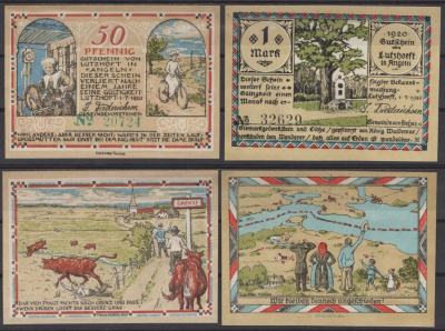 Лутцхёфт (Лютцов) полный набор из 2 нотгельдов (50 пфеннигов; 1 марка) 1920 Mehl Grabowski 848.2 бумага UNC (пресс) 7556-18-4-2