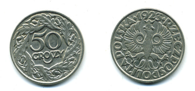 Польша 50 грошей 1923 Республика KM 13, Parchimowicz 106 никель 4383-221