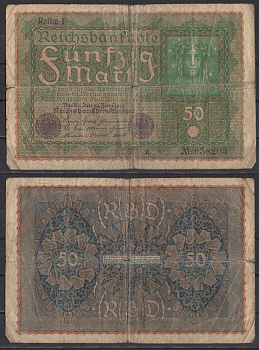Германия 50 марок 1919 Pick 66 (1) бумага 2192-7-1-1