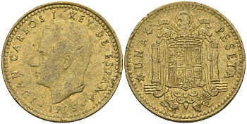 Испания 1 песета 1975 (?) Хуан Карлос I (1975-2014) KM 806 алюминиевая бронза 4604-154