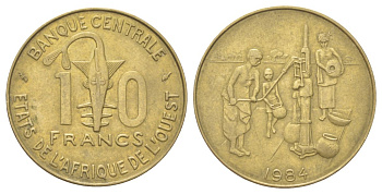 Западная Африка (BCEAO) 10 франков 1984 KM 10 медь алюминий никель 4610-446