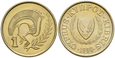 Кипр 1 цент 1996 KM 53.3 никель латунь 4174-1212