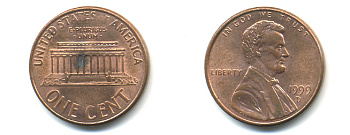 США 1 цент 1999 D, Авраам Линкольн KM 201b цинк плакированный медью 86-353
