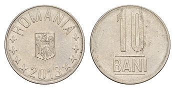 Румыния 10 бань (бани) 2013 KM 191 сталь плакированная никелем UNC 4632-1019