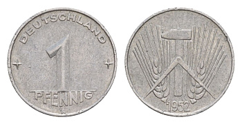 ГДР 1 пфенниг 1952 A KM 5 алюминий 4630-566