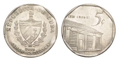 Куба 5 сентаво 2000 Casa Colonial KM 575.2, Schoen 713, JMA MC19 сталь плакированная никелем 4644-722