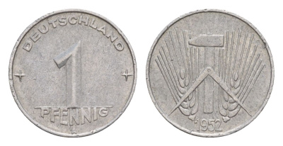 ГДР 1 пфенниг 1952 A KM 5 алюминий 4630-566