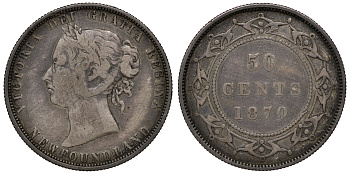Ньюфаундленд 50 центов 1870 Виктория (1837-1901) KM 6 серебро 4044-1421